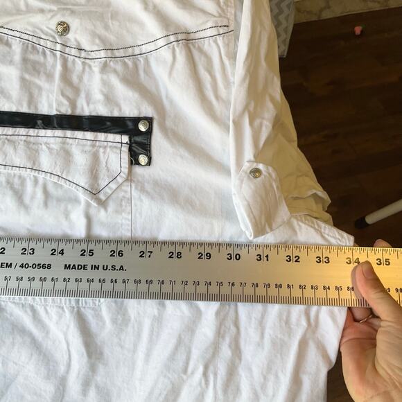 En4orce Men’s Button Down Shirt Size 6XL Short Sleeve Wings of Freedom White - Picture 4 of 8